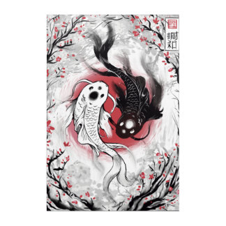 Yin and Yang Japanese Koi Fish Painting Acrylic Print