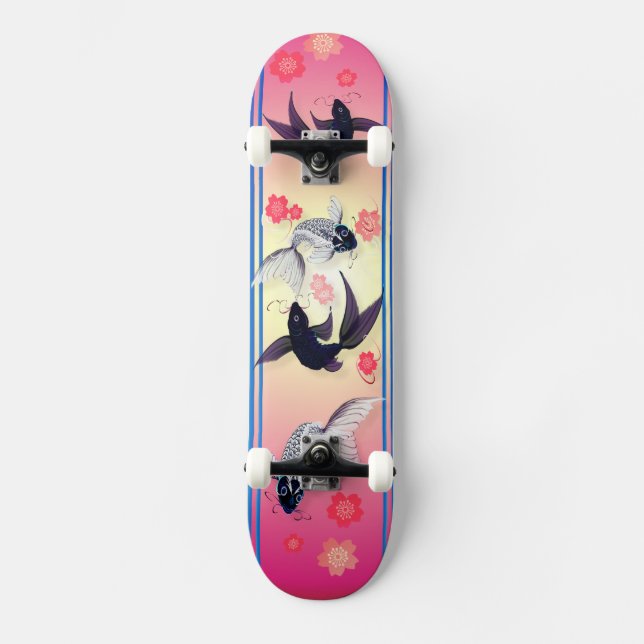 Yin and Yang Koi Skateboard (Front)