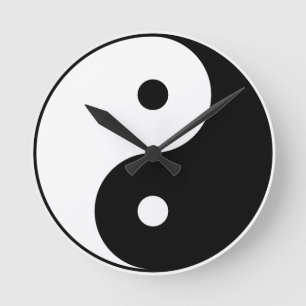 Yin and Yang Motivational Philosophical Symbol Round Clock
