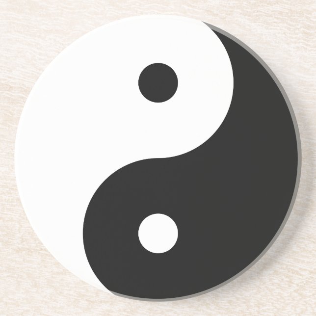 Yin and Yang Motivational Philosophical Symbol Sandstone Coaster (Front)