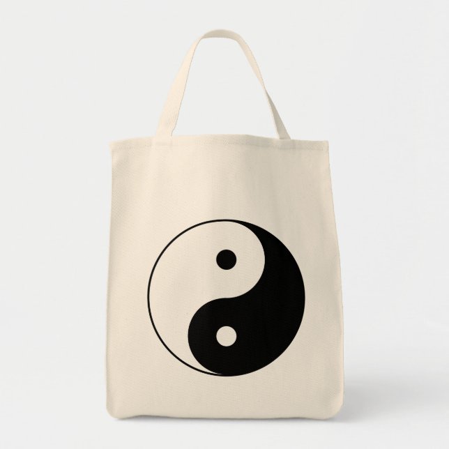 Yin and Yang Motivational Philosophical Symbol Tote Bag (Front)