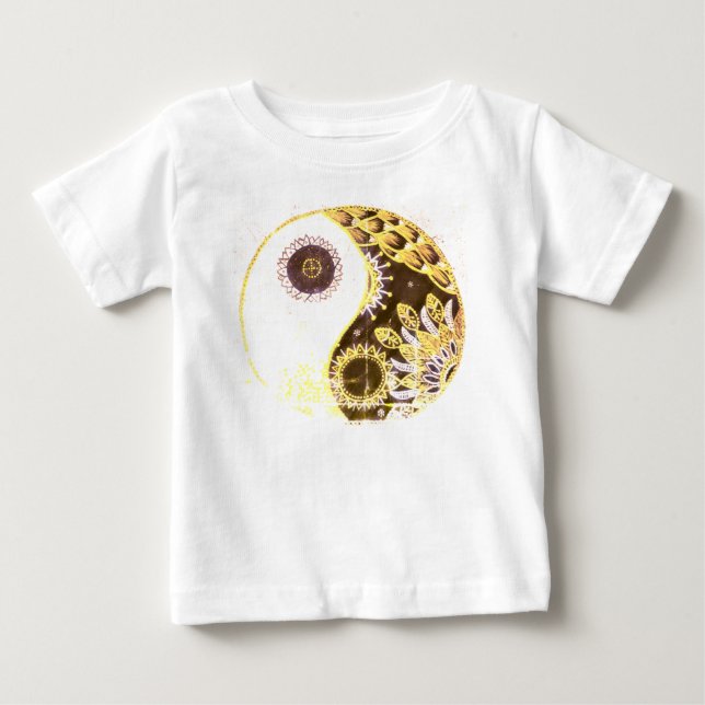 Yin And Yang Painting Floral Yellow Baby T-Shirt (Front)