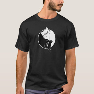 Yin And Yang Pet Cat Black White Cats Animals Love T-Shirt