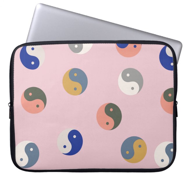 Yin and yang seamless pattern,repeatable spiritual laptop sleeve (Front)