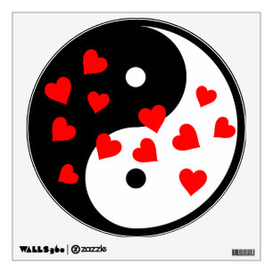 Yin and yang sign with Valentine hearts Wall Sticker