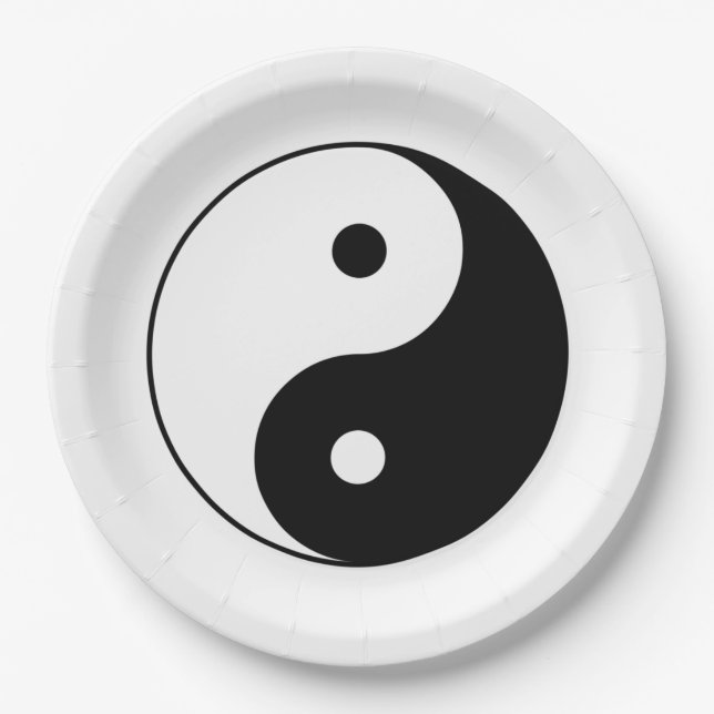 Yin and Yang Symbol (Chinese Taoist Taijitu) Paper Plates (Front)