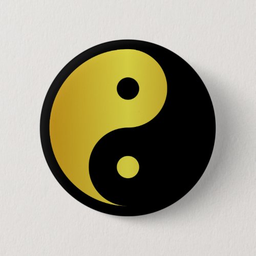 Yin and Yang symbol  Gold asian philosophy zen Button