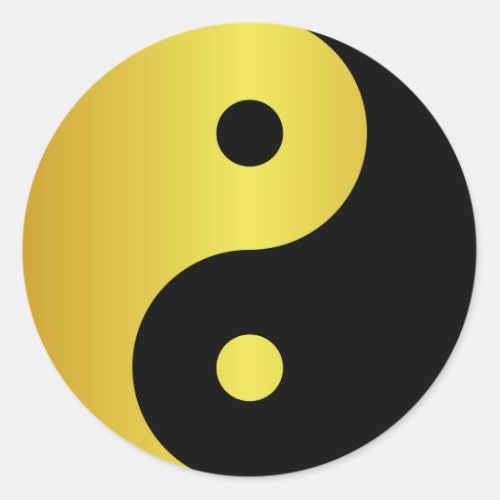 Yin and Yang symbol  Gold asian philosophy zen Classic Round Sticker