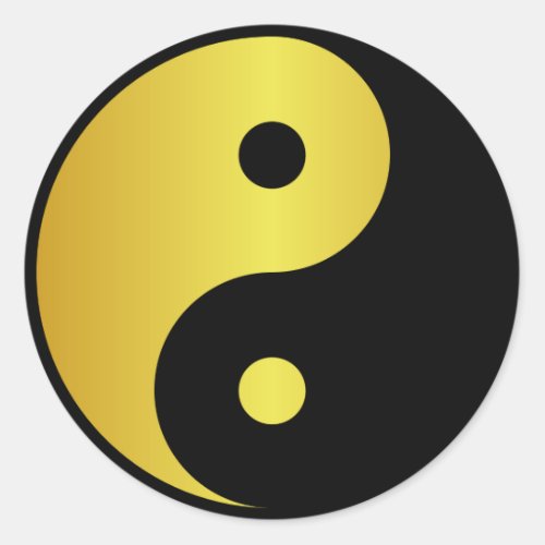 Yin and Yang symbol  Gold asian philosophy zen Classic Round Sticker