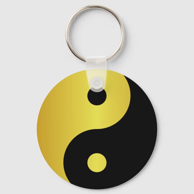 Yin and Yang symbol | Gold asian philosophy zen Keychain (Front)