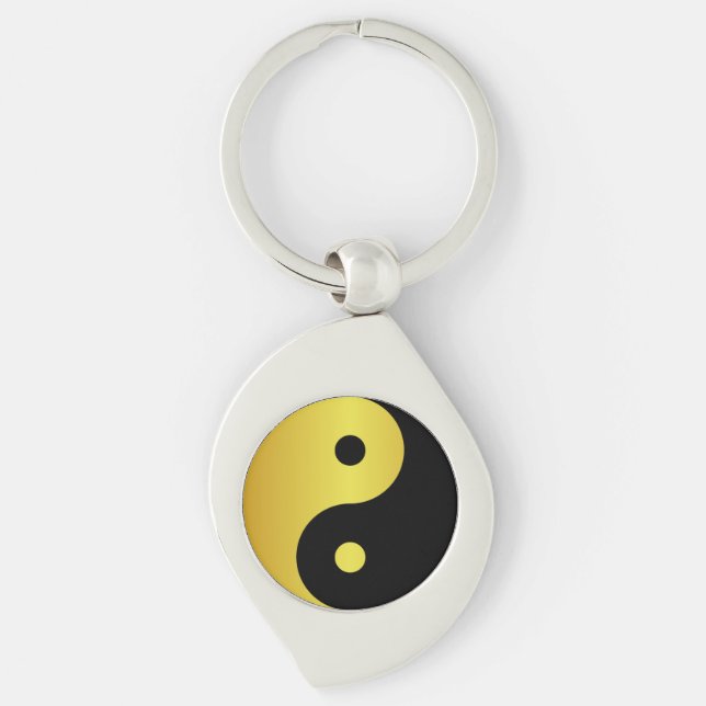 Yin and Yang symbol | Gold asian philosophy zen Keychain (Front)