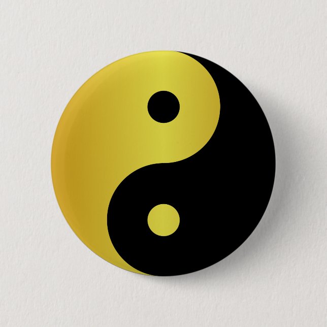 Yin and Yang symbol | Gold asian philosophy zen Pinback Button (Front)