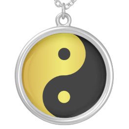 Yin and Yang symbol Gold asian philosophy zen Silver Plated Necklace