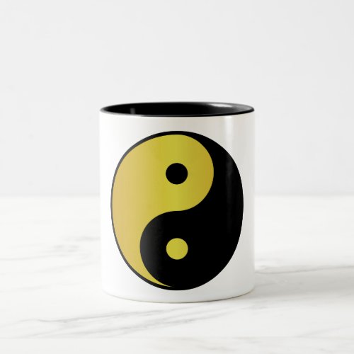 Yin and Yang symbol  Gold asian philosophy zen Two_Tone Coffee Mug