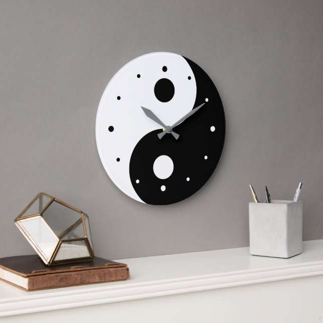 Yin And Yang Template Large Clock (Office)