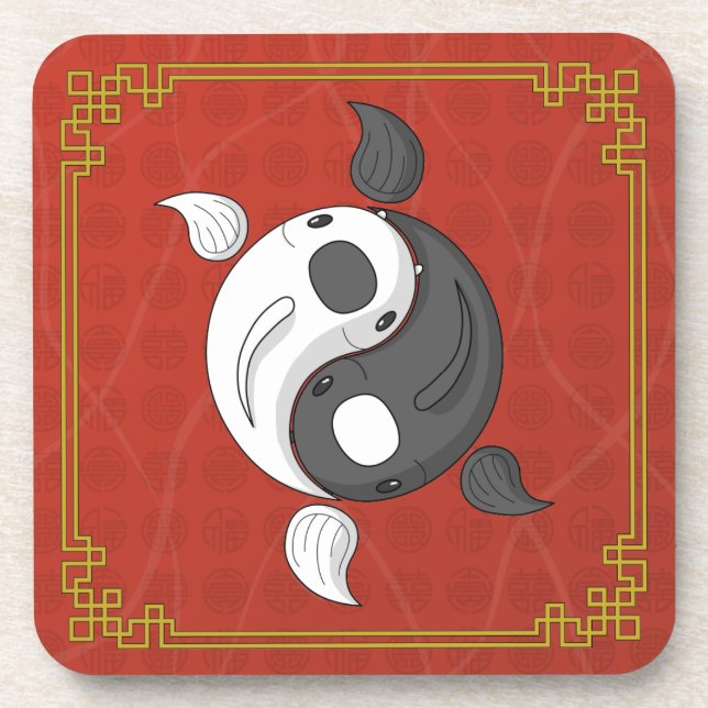 Yin and Yang the Koi Square Coaster (Front)