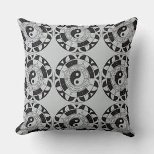 Yin and Yang Tiled Asian Symbol Pattern Pillow