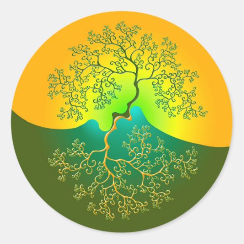 Yin and Yang Tree in Nature Classic Round Sticker