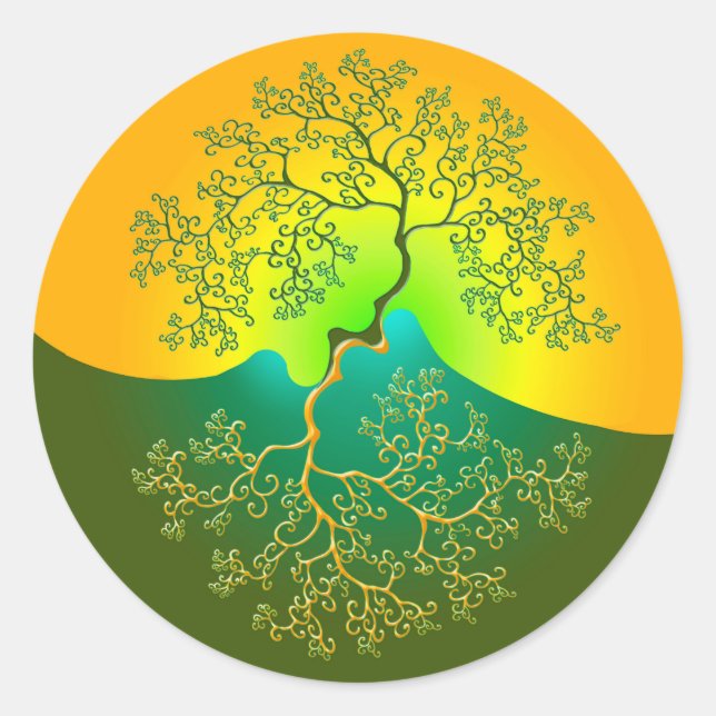 Yin and Yang Tree in Nature Classic Round Sticker (Front)