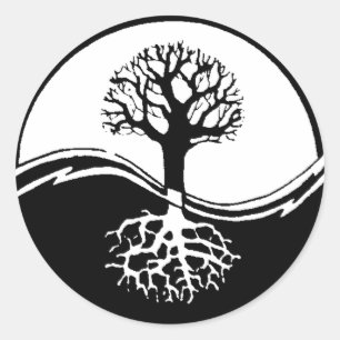 Yin and yang tree of life classic round sticker