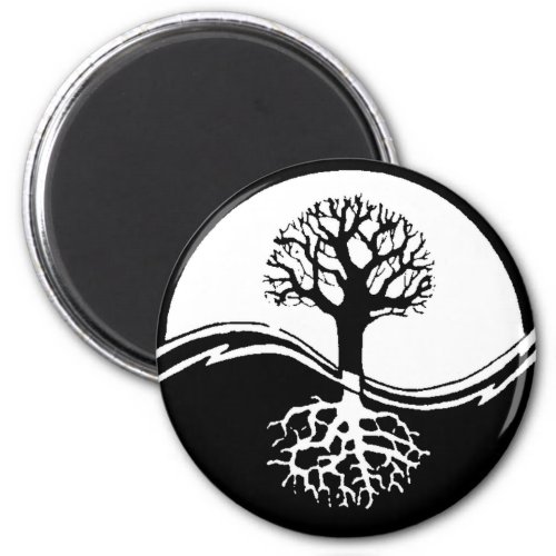 Yin and yang tree of life magnet