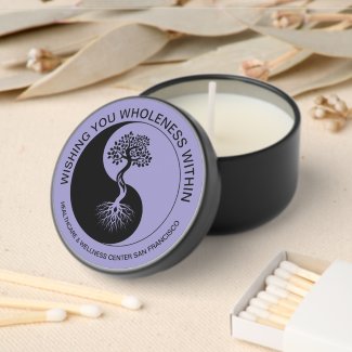 Yin and Yang Tree of Life Symbol Customizable Soy Mini Candle Favors