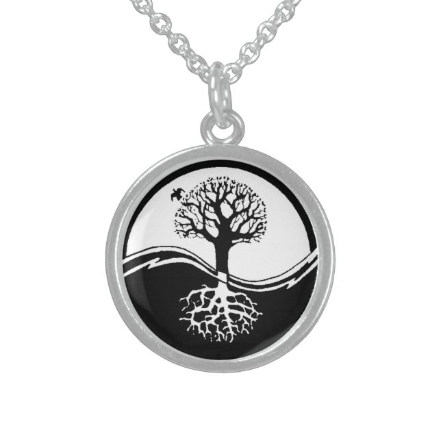 Yin and Yang Tree Sterling Silver Necklace (Front)