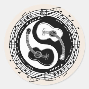 Yin Guit Notation Classic Round Sticker