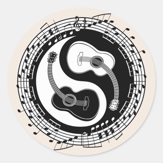 Yin Guit Notation Classic Round Sticker (Front)