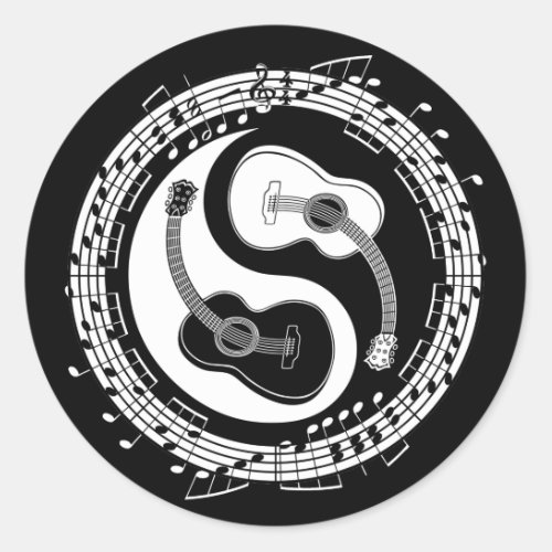 Yin Guit Notation Classic Round Sticker