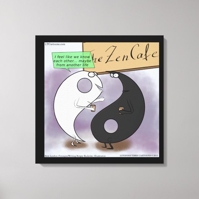 Yin Meets Yang Funny Canvas Print (Front)