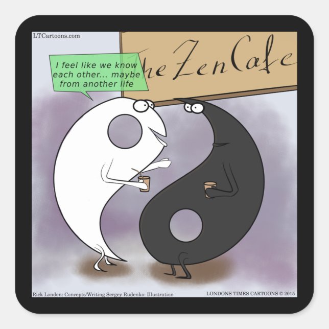 Yin Meets Yang Zen Funny Square Sticker (Front)