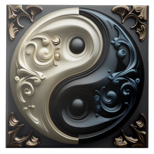 Yin Yang 3D Effect Ceramic Tile