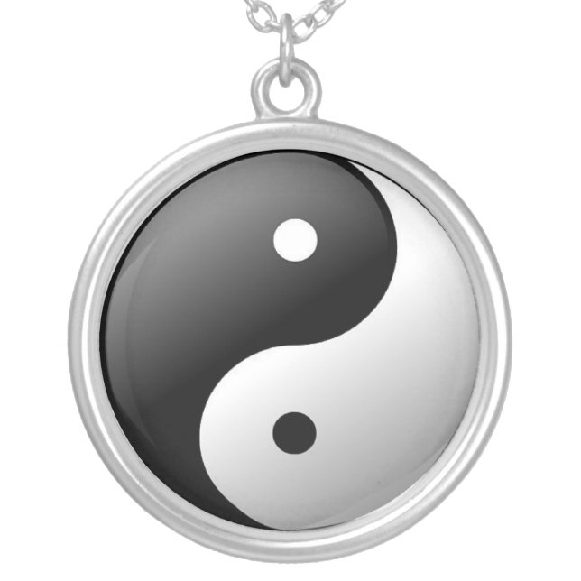 YIN YANG 3D SILVER PLATED NECKLACE (Front)