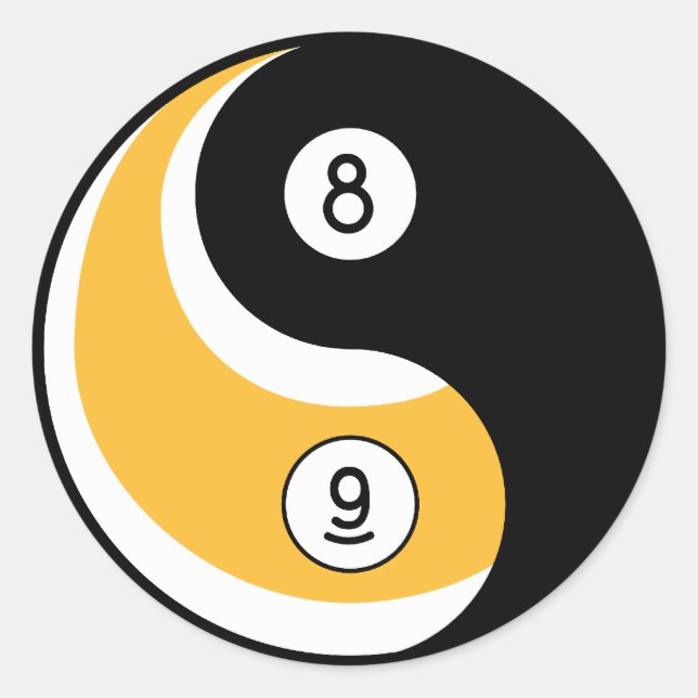 Yin Yang 8 Ball 9 Ball Symbol - Billiards Game Classic Round Sticker (Front)