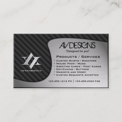 Yin Yang Abstract Carbon / Brushed Aluminum Business Cards