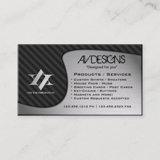 Customizable Yin Yang Abstract Carbon / Brushed Aluminum Business Cards