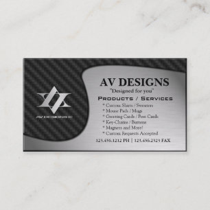 Yin Yang Abstract Carbon / Brushed Aluminum Business Card