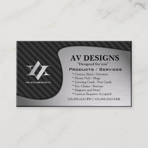 Yin Yang Abstract Carbon / Brushed Aluminum Business Card Templates