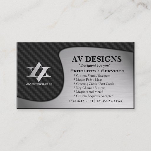 Customizable Yin Yang Abstract Carbon / Brushed Aluminum Business Card Templates