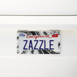 Yin Yang Agate Black Glitter Glam #1  License Plate Frame