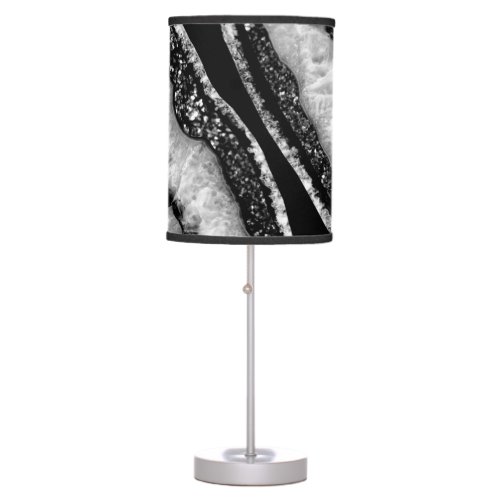 Yin Yang Agate Black Glitter Glam 1  Table Lamp