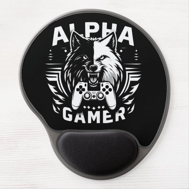 Yin Yang Alpha Gamer Wolf Gel Mouse Pad (Front)