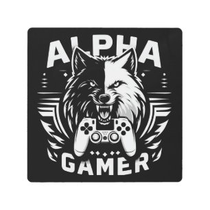 Yin Yang Alpha Gamer Wolf Metal Print