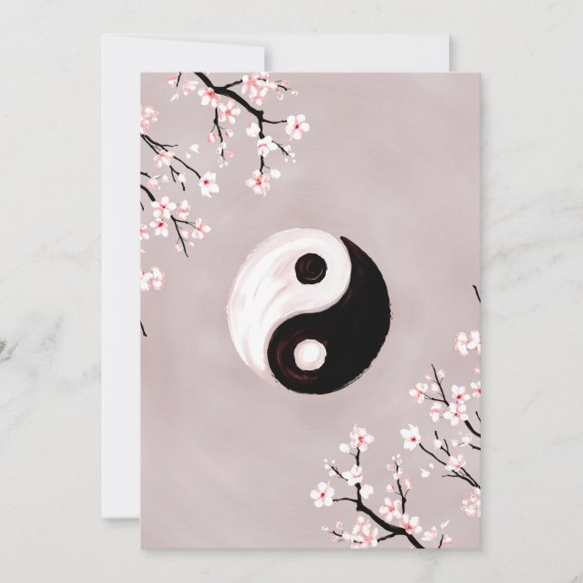 Yin Yang and Sakura Blossom Holiday Card (Front)