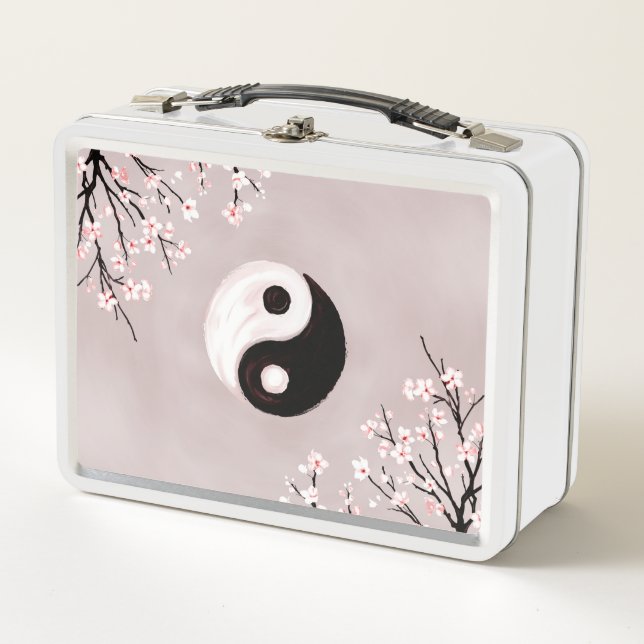 Yin Yang and Sakura Blossom Metal Lunch Box (Front)