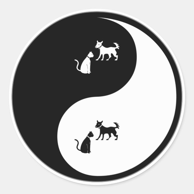 Yin Yang Animal Control Classic Round Sticker (Front)