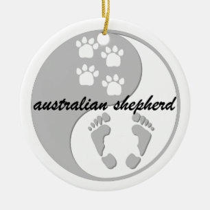 yin yang australian shepherd ceramic ornament