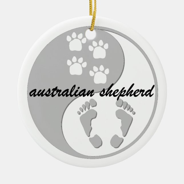 yin yang australian shepherd ceramic ornament (Front)