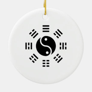Yin Yang Ba Gua Greek Key Ceramic Ornament